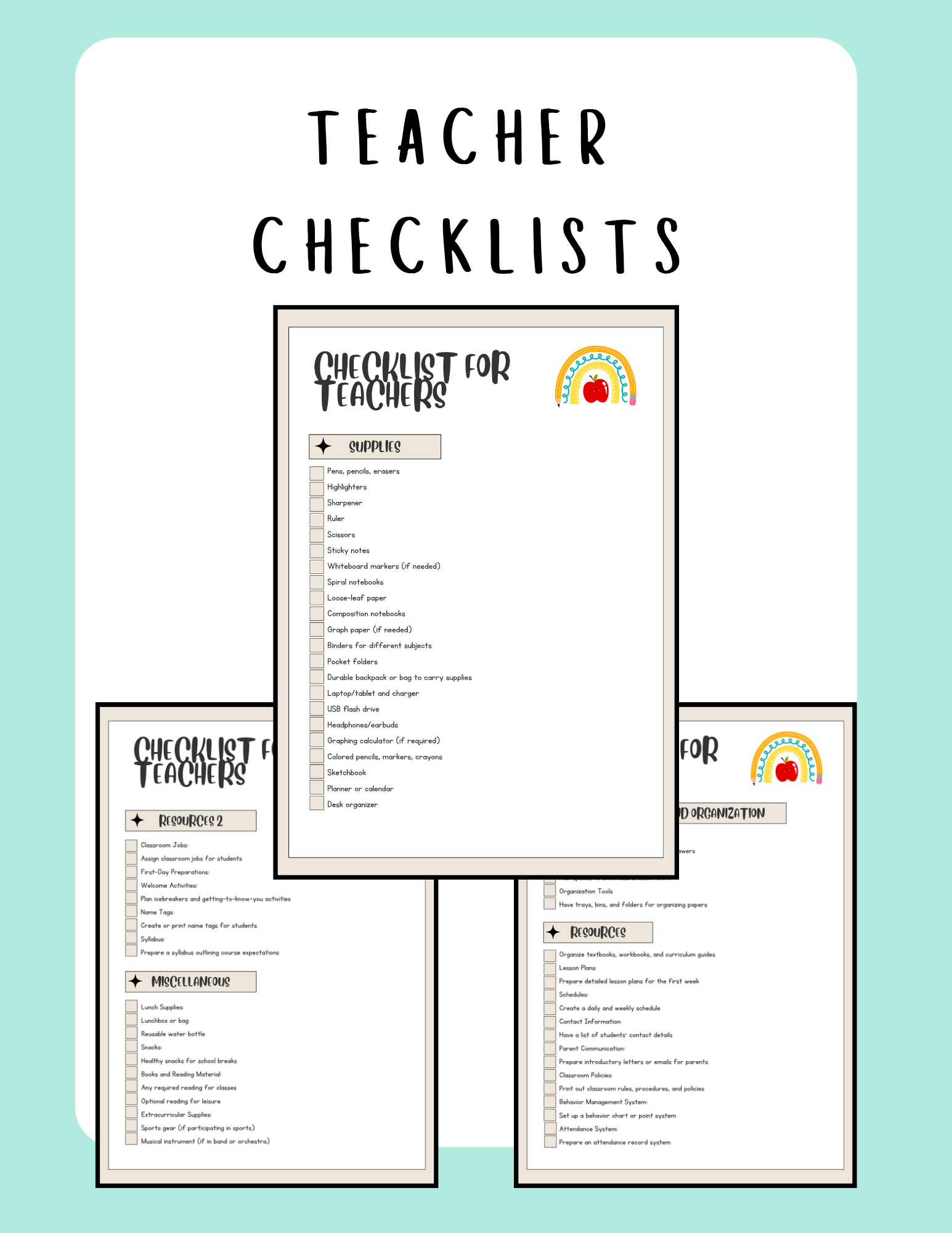 Teacher Checklists Bundle | Back to School Teacher Organization | Classroom Setup Planning preview