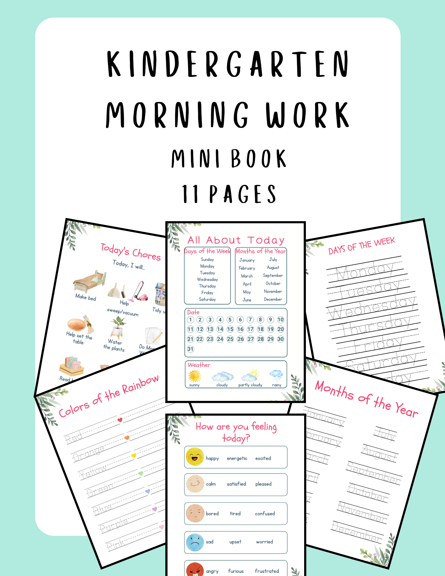 Kindergarten Morning Work Mini Book | Daily Routine SEL Worksheets K-1 preview