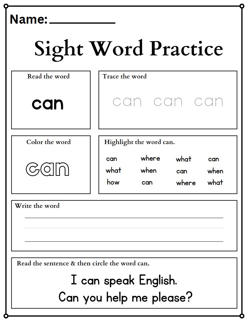 Sight Word Tracing Workbook preview